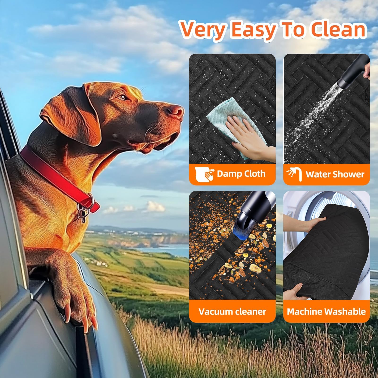 Extensor de asiento trasero para perros, funda de asiento de coche para perros con ventana de malla, funda impermeable para asiento trasero de perro, funda de asiento de coche para asiento