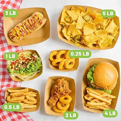 Miniatura 6 de ZORRITA Paquete de 1 libra de bandejas de papel para alimentos, paquete de 100 botes desechables para alimentos, soportes de comida de papel kraft