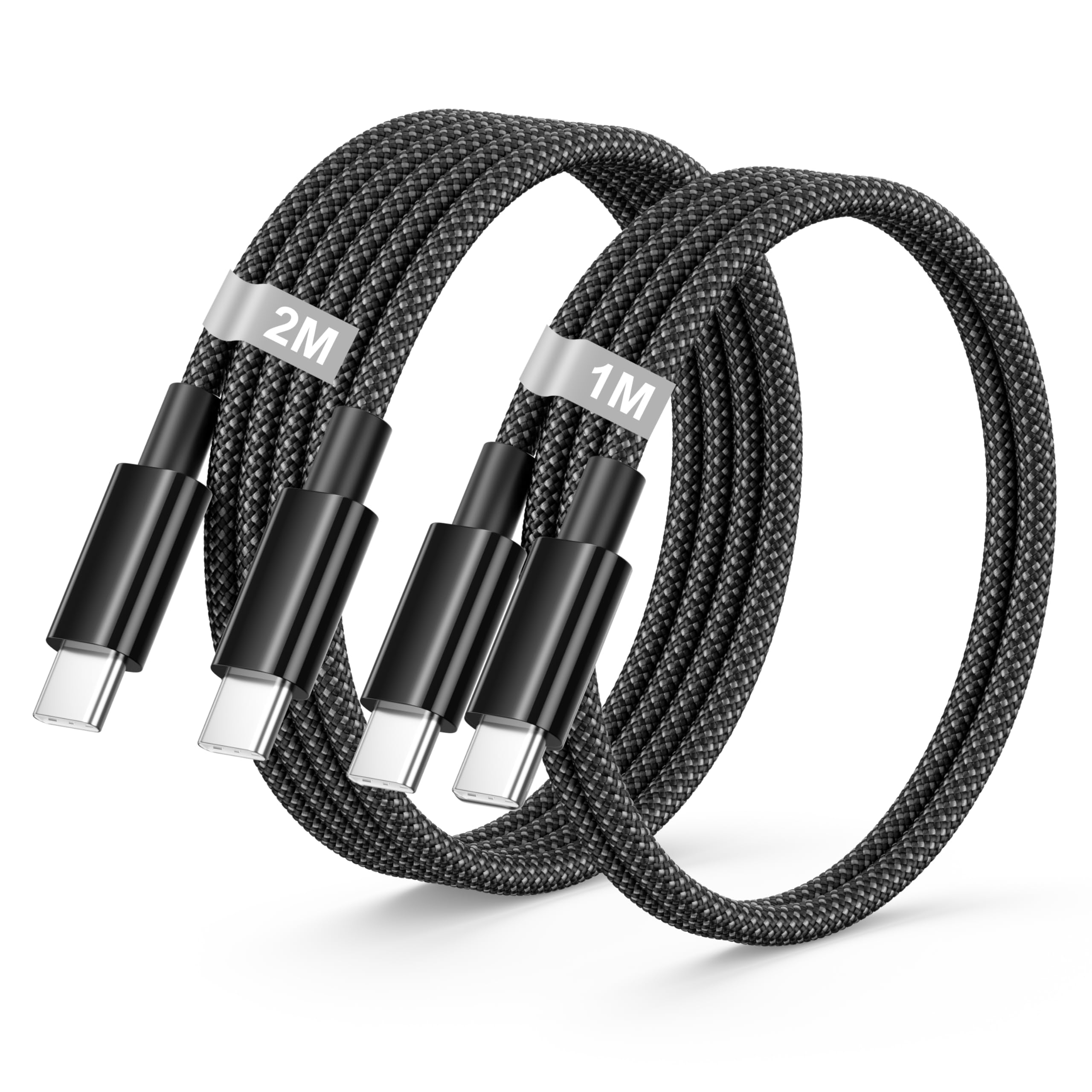 Cavo USB C USB C 1M+2M 2Pezzi, 60W Cavo USB Type-C Samsung Cavo Type C to Type C Filo Caricatore Cavetto Tipo C Ricarica Rapida per Samsung Galaxy S25 S24 S23 Ultra,iPhone Air15 16 17 Pro Max,iPad Pro