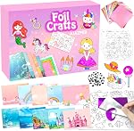 Foil Crafts for Kids, Arts Kit for Kids, Art & Craft Supplies Kits, DIY Creative Activity Travel Toy Gift, Ideal Birthday Christmas Party Favor Gifts for Girls Boys Ages 4+ (Pink)