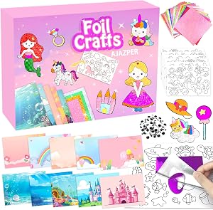 Foil Crafts for Kids, Arts Kit for Kids, Art & Craft Supplies Kits, DIY Creative Activity Travel Toy Gift, Ideal Birthday Christmas Party Favor Gifts for Girls Boys Ages 4+ (Pink)