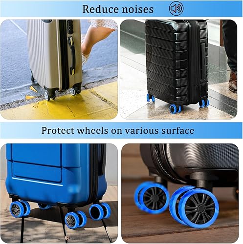 Miniatura 5 de BOXOB 8 fundas para ruedas de equipaje, fundas protectoras de rueda de maleta, fundas protectoras de rueda de silicona de dopamina, accesorios de