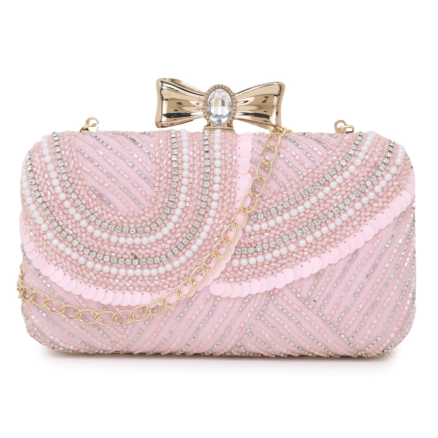 Adorn Embellished Faux Silk Clutch-image-0