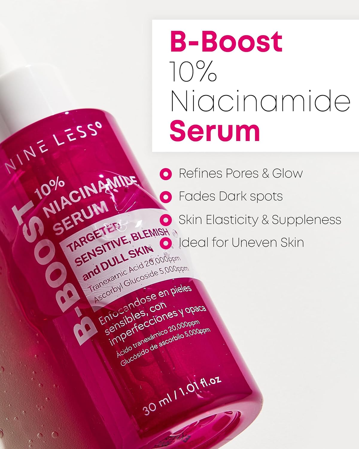 B-Boost 10% Niacinamide Serum – Korean Face Serum for Even Skin Tone – Tranexamic Acid & Glutathione – Revitalize Complexion, 1.01 fl.oz. - Image 2