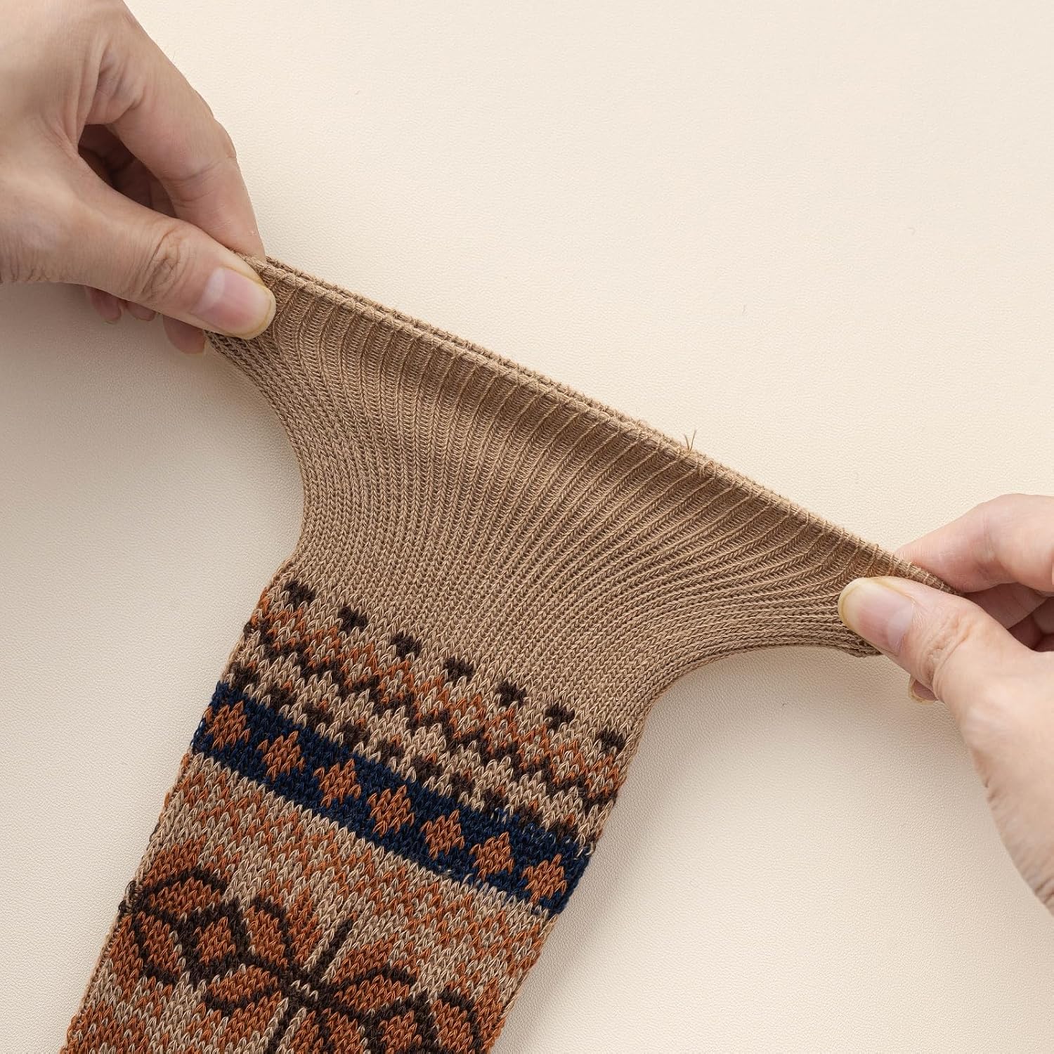 Women’s Cotton Fair Isle Mid-Calf Crew Socks – Cozy Knit Warm Breathable Everyday Socks, Neutral Tones 5-Pack for Travel & Daily Wear