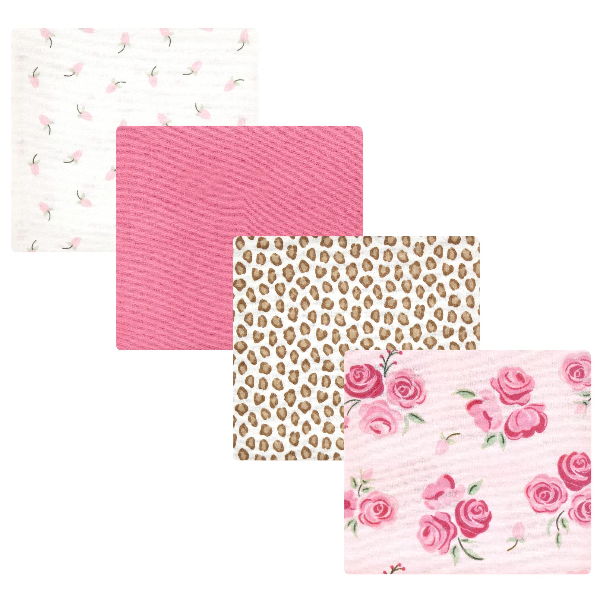 Hudson Baby Unisex Baby Cotton Flannel Receiving Blankets, Blush Rose, One Size