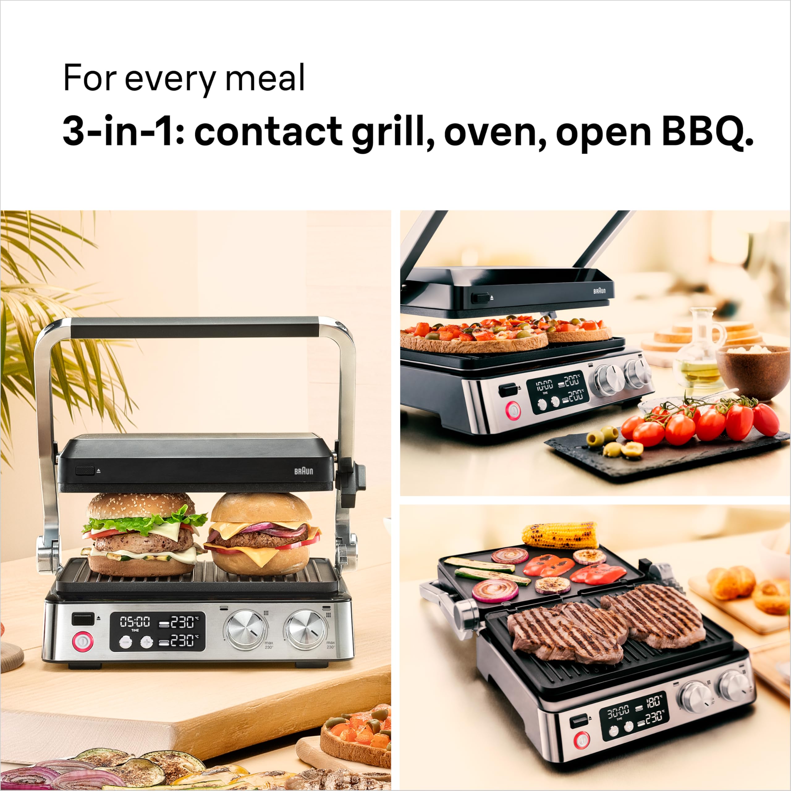 Braun MultiGrill 7 CG7040BK, Electric Grill with Electronic