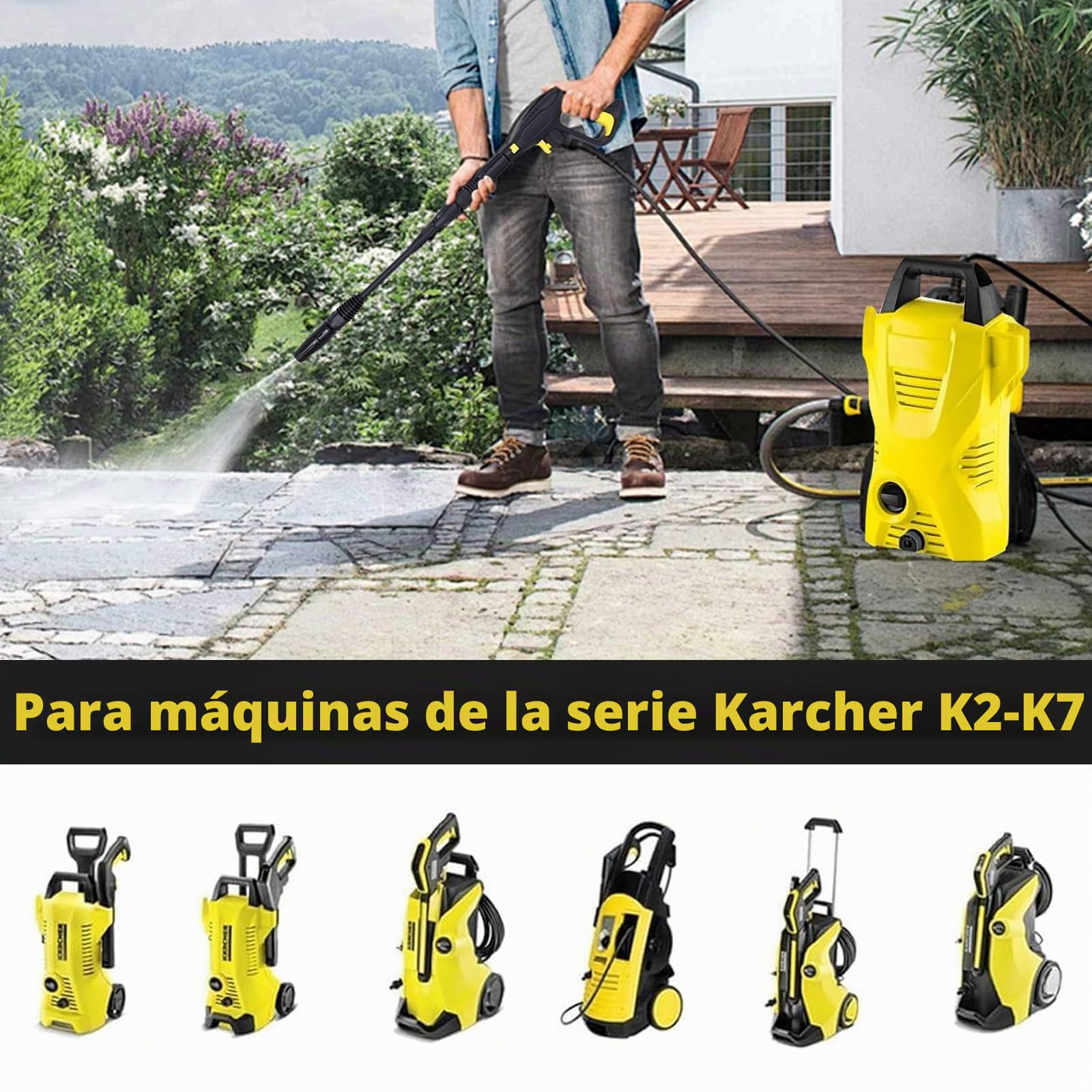 Pistola de repuesto y lanza de alta presión para Karcher K2, K3, K4, K5, K6, K7, boquilla de cabezal de pulverización ajustable, conexión rápida, 150 bares