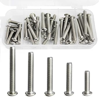 M5 x 20/25/ 30/35/ 40mm Button Head Socket Screws M5 Bolts, 304 Stainless Steel, Bright Finish, Metric Allen Hex Drive, Fully Threaded, 50PCS