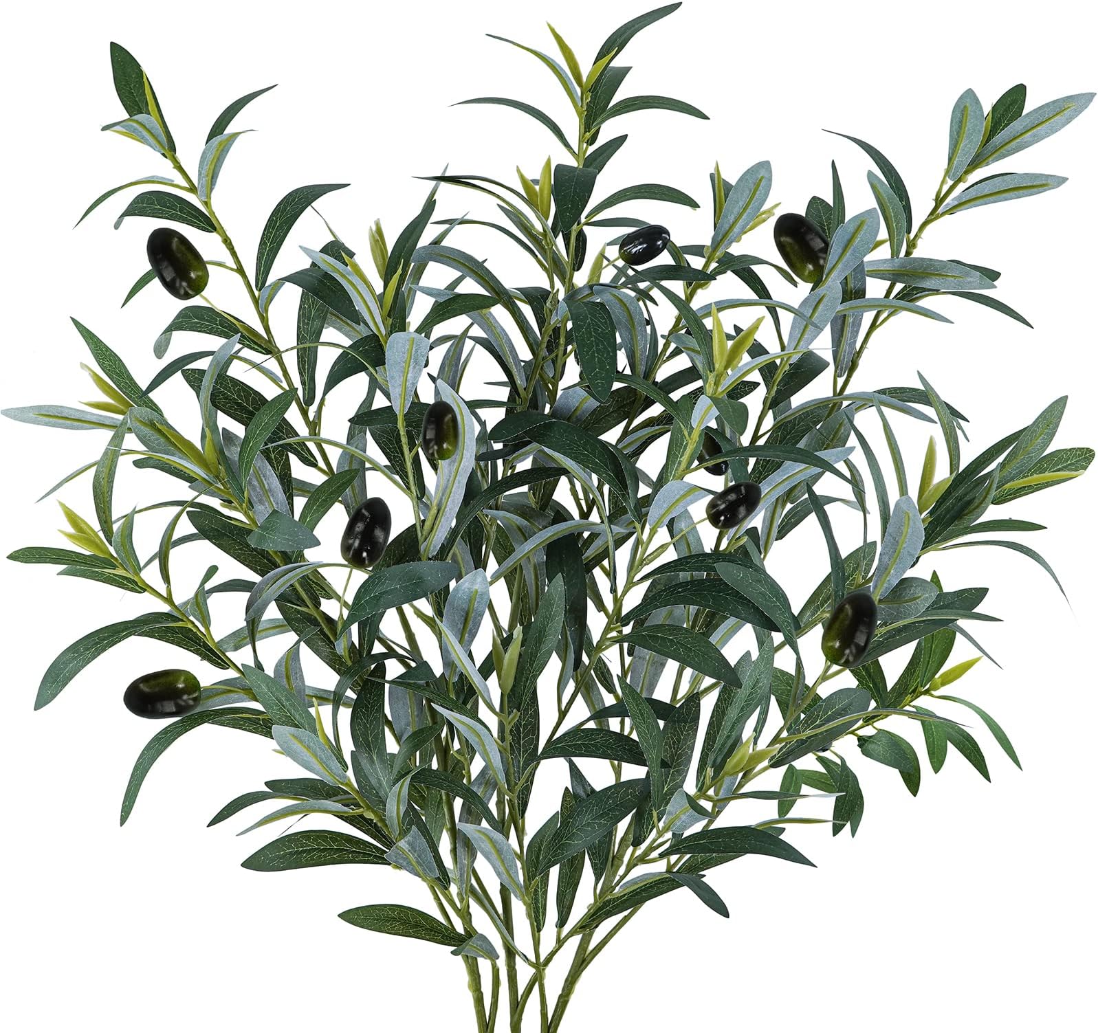 Winlyn 3 Pcs Artificial Olive Branches Stems 24.4" Tall with 261 Leaves Fake Eucalyptus Plant Faux Olive Tree Branches for Floral Arrangement Vases Bouquets Wreaths Centerpiece Wedding Greenery Decor
