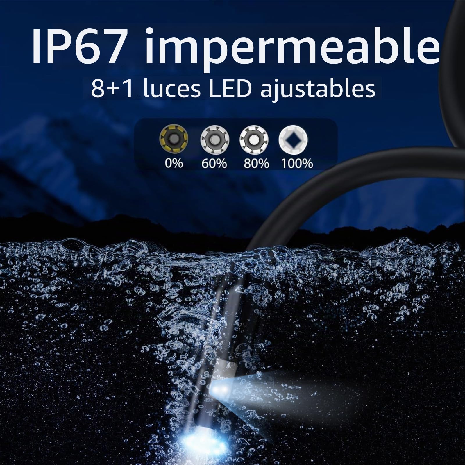 Cámara Endoscópica de Doble Lente, AOPICK 1080P HD 4,3" Pantalla IPS Endoscopio Camara de Inspeccion con 8+1 Luces LED, Camara Inspeccion Tuberias Impermeable IP67, Cable Semi-Rígido de 5M