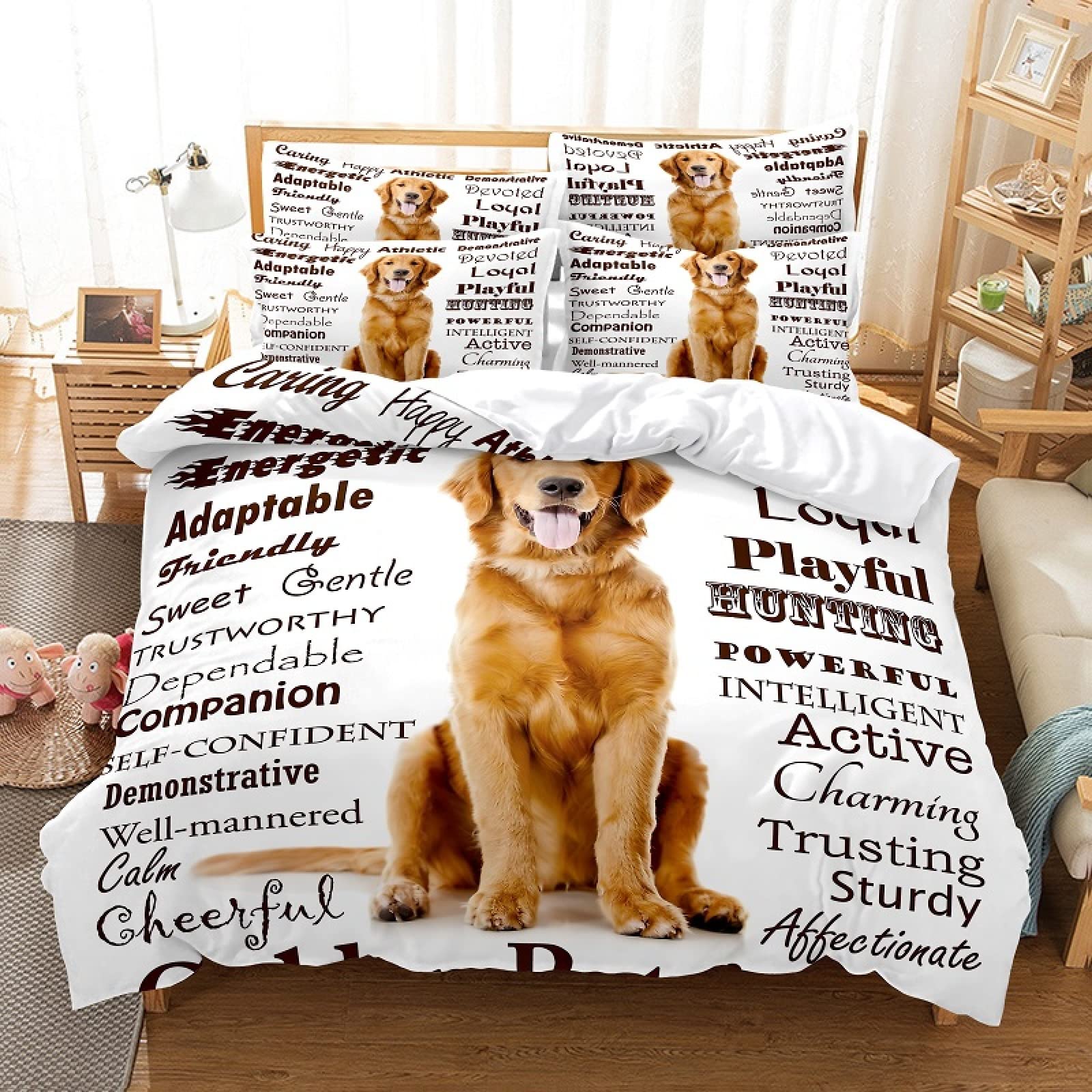 Housse de couette 140x200 husky blanc parure lit microfibre pour enfant