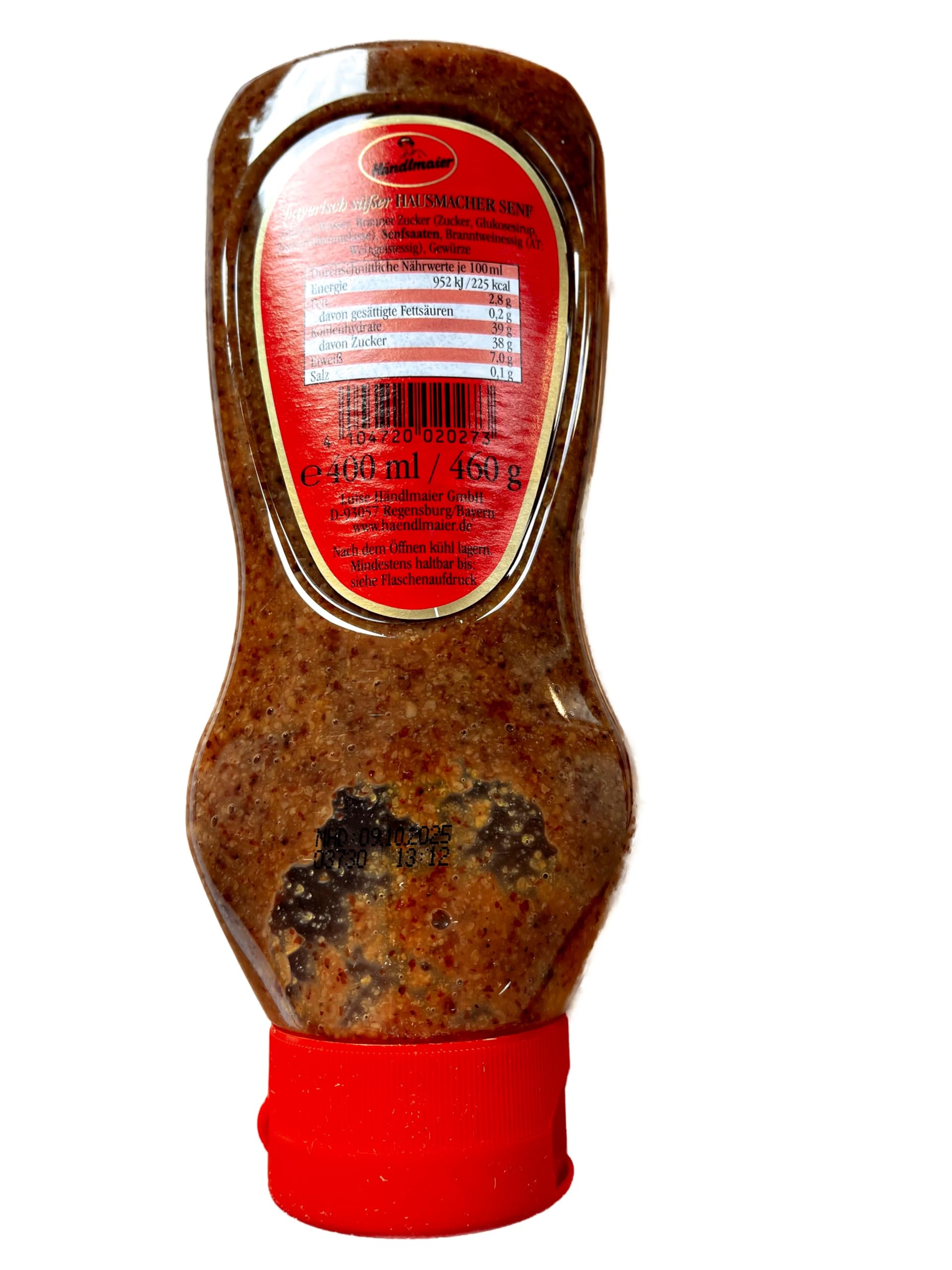 Händlmaier s Mostaza casera dulce en la botella Squeeze Vegan 400ml