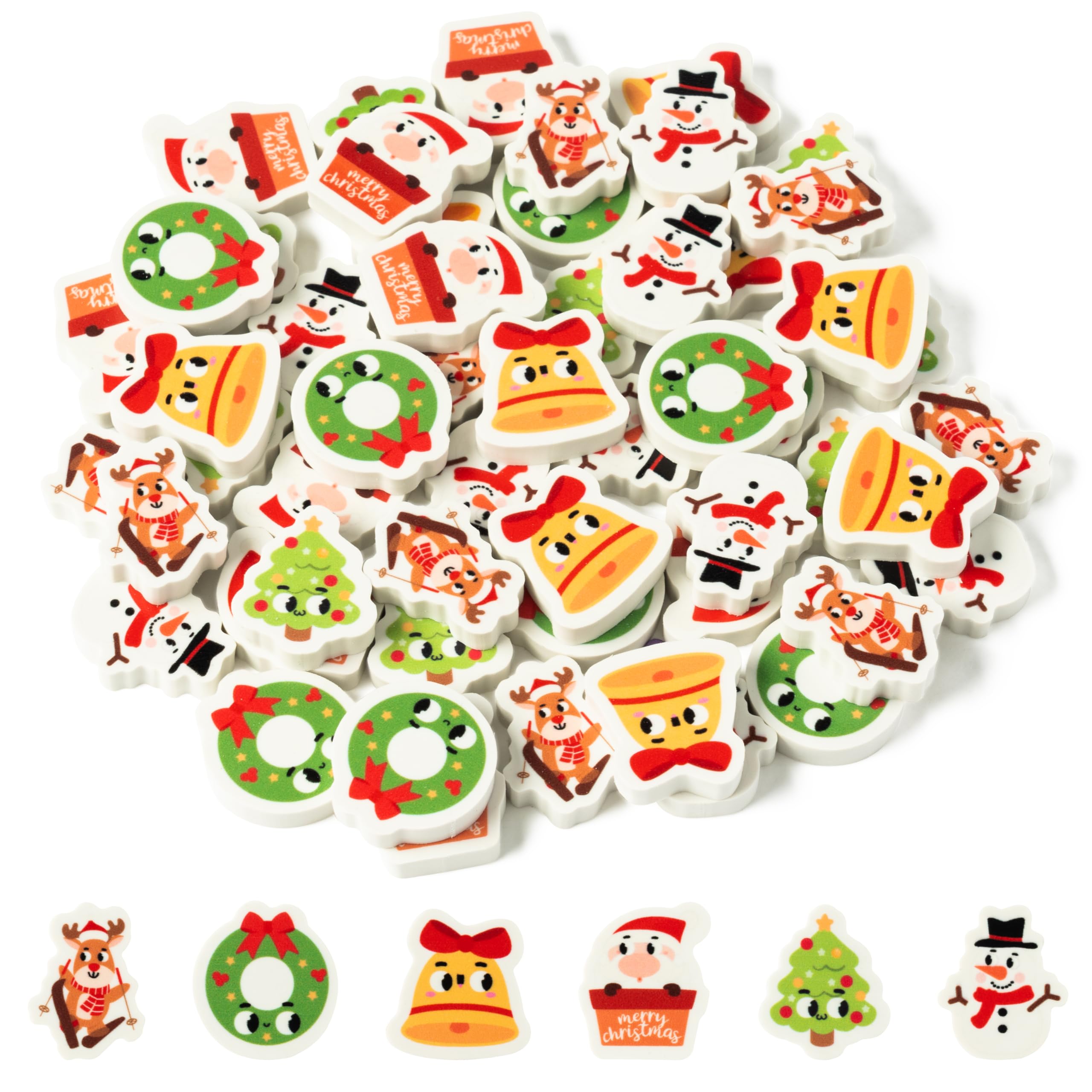 Haooryx 60pcs Mini Erasers for Kids Bulk, Cartoon Theme Pencil Erasers 3D Desk Puzzle Erasers Pet for Back to School Winter Holiday Party Decor School Student Rewards Present Filler Favor