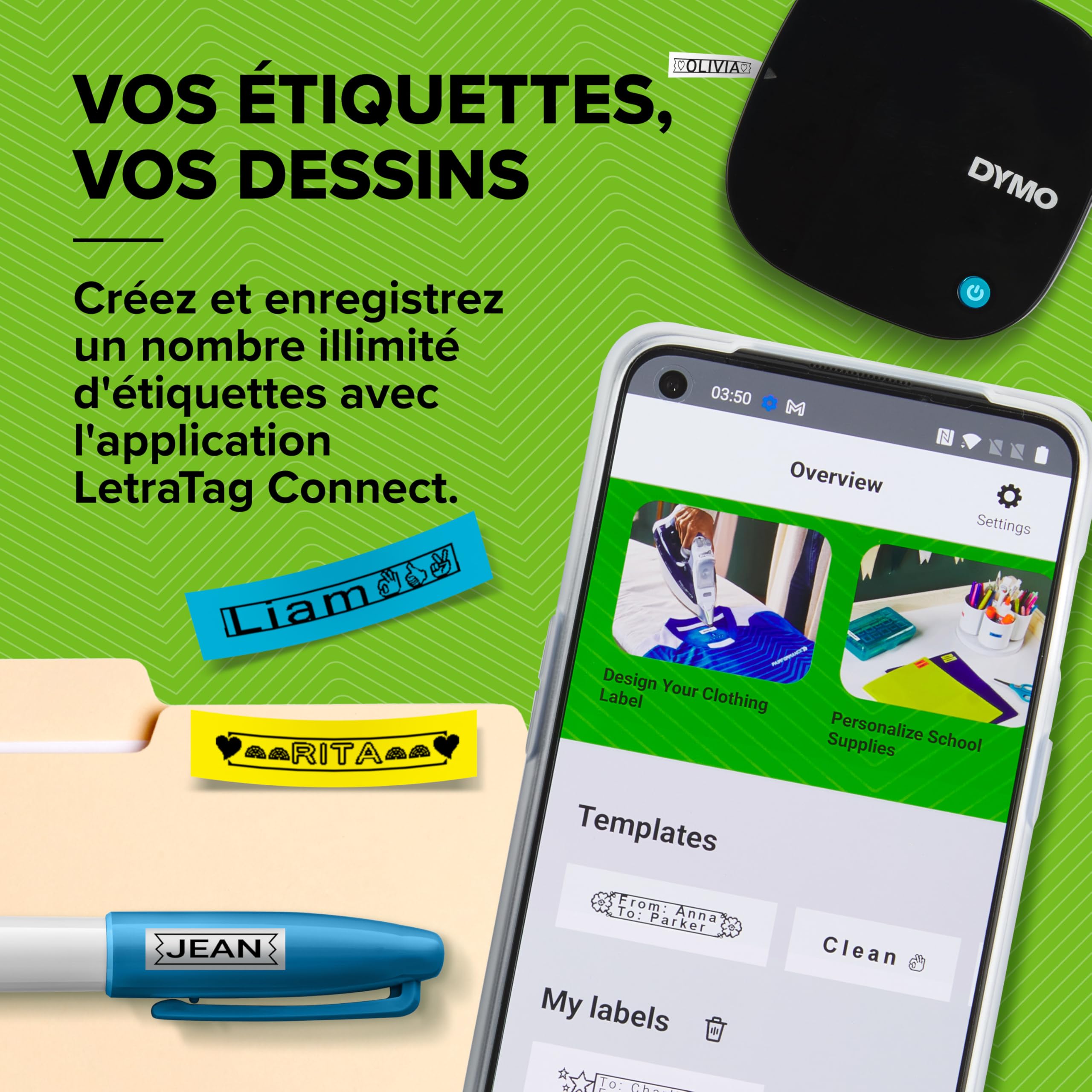 DYMO LetraTag 200B étiqueteuse Bluetooth | Imprimante d'étiquettes compacte | Se connecte à iOS et Android à l'aide de la technologie Bluetooth sans fil | Inclut 1 ruban en papier blanc