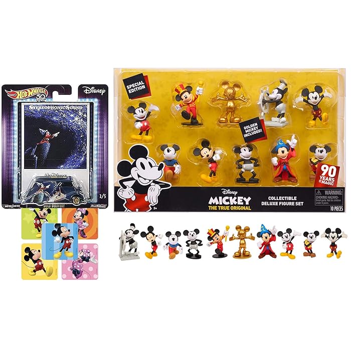 Buy Gold Mickey Figures 10 Pack 3" Disney + Hot Wheels Car Pop Culture