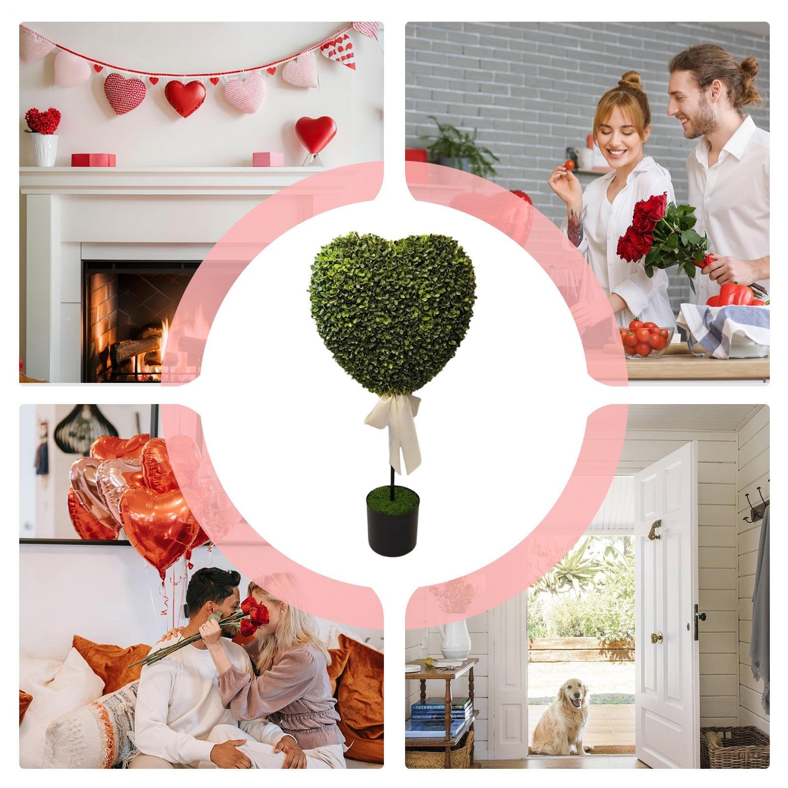 Topiario Decoración San Valentín Corazón Artificial Hogar