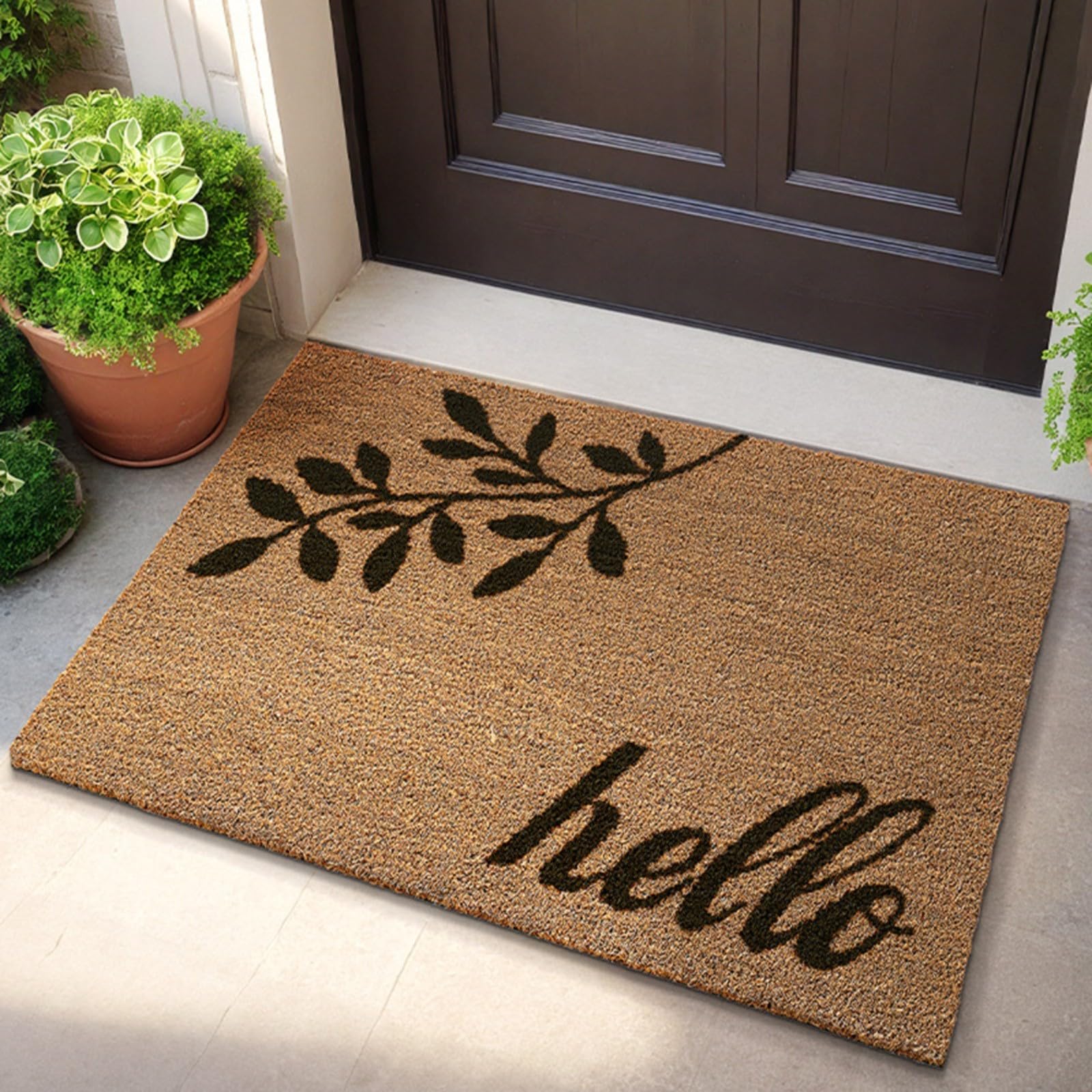 Tapis d'entrée rustique en fibre marron très résistant pour trappeur à domicile et bureau, 45,7 x 76,2 cm