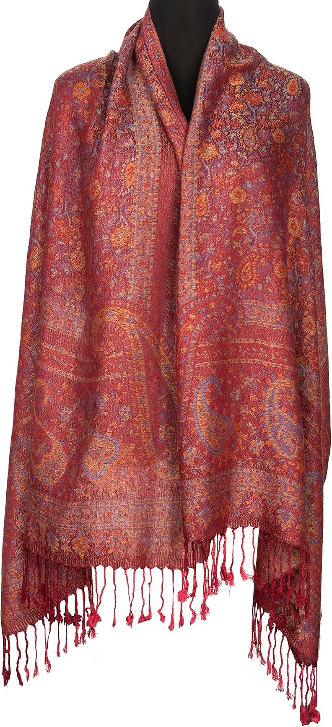 Paisley Rave Shawl Wrap for Women - Soft Large Jacquard Boho Scarf Warp