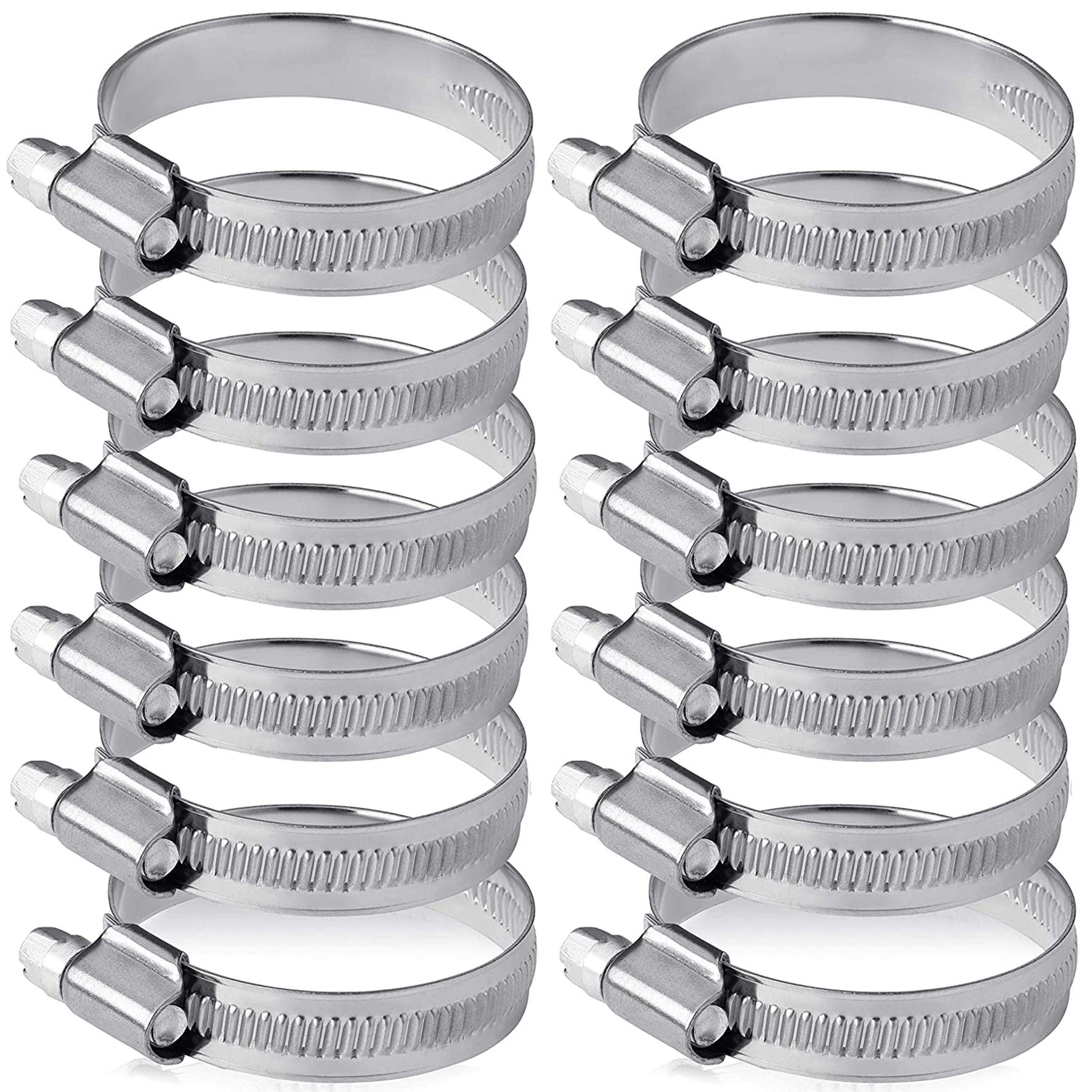 GeekerChip 12Pcs Pipe Clips, Stainless Steel Adjustable Pipe Clamp, for Water Pipe, Gas Tank, Automobile Tube (32-50mm)