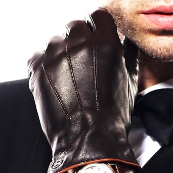 ELMA Winter Leather Gloves for Men -Touchscreen Cashmere/Fleece Lined Cold Weather Driving Fashion Dress