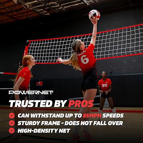 Miniatura 2 de PowerNet Red de calentamiento de voleibol independiente  Diseño portátil para uso en interiores o exteriores  Marco de instalación rápida plegable