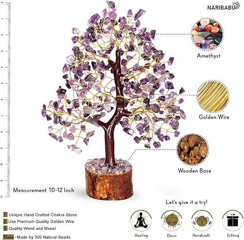 Miniatura 2 de Árbol de cristal de amatista, cristales y piedras de Feng Shui, árbol bonsái de piedras preciosas, gemas de buena suerte, árbol de la vida de