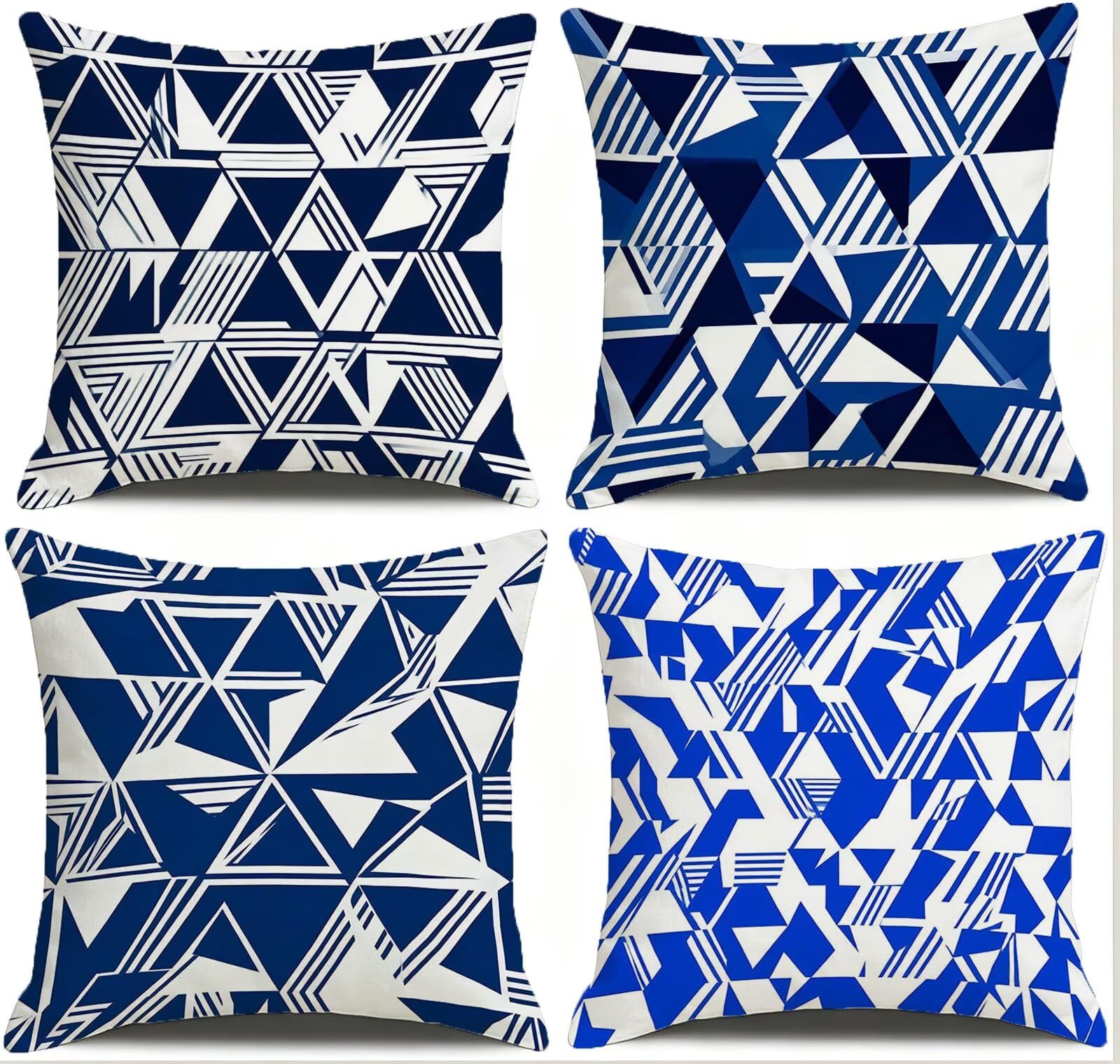 Coussin Exterieur Impermeable Bleu, Taie Oreiller 45x45 Set de 4, Cod-3397
