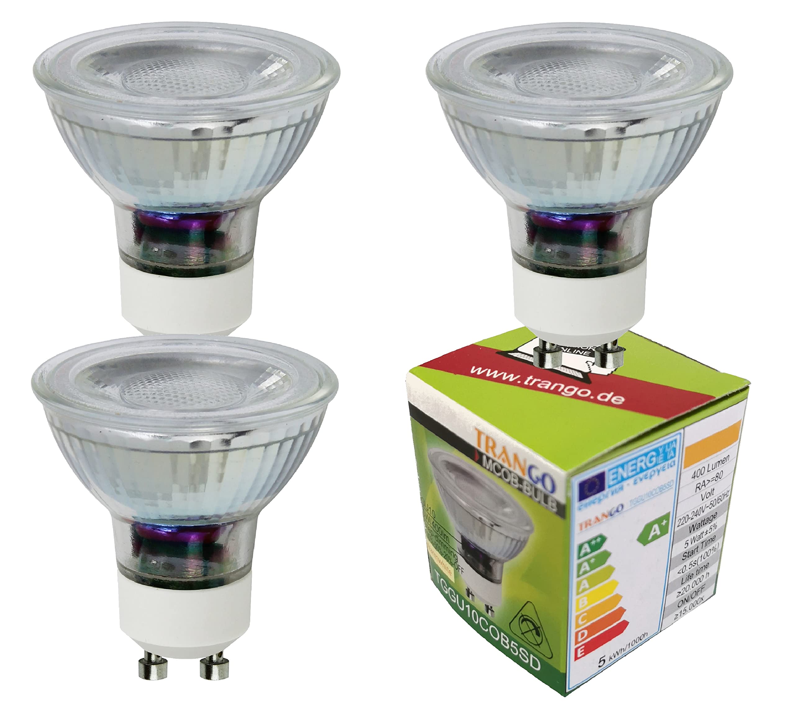 Trango 3-flammig 1006R-6KSD LED Badleuchte IP44 *RONNY* Bad Deckenleuchte inkl. 3x 5 Watt 3-Stufen dimmbar 6000K Tageslichtweiß GU10 LED Leuchtmittel Deckenstrahler, Spots schwenkbar & drehbar