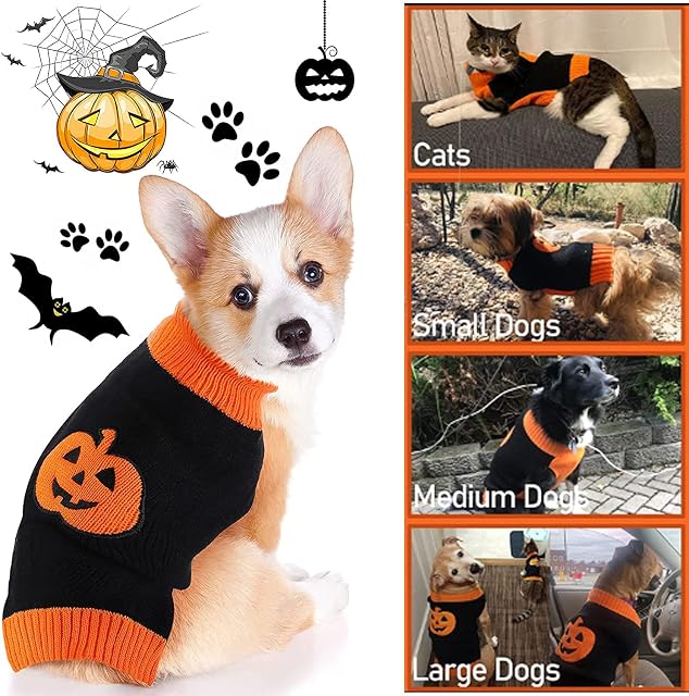 Foto 4 de 6 de DOGGYZSTYLE Jersey de calabaza para perro de Halloween para mascotas, disfraz de moda, vacaciones, fiestas, L)