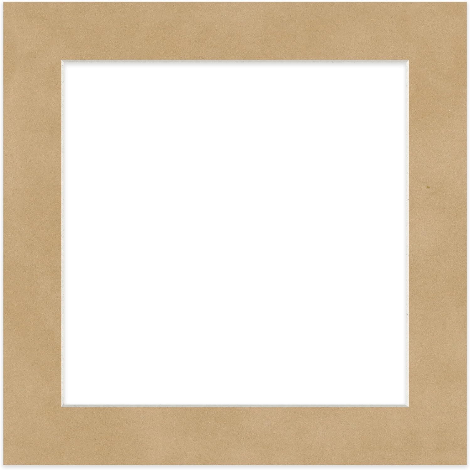 10x10 Mat Bevel Cut for 6x6 Photos - Precut Beige Suede Square Shaped Photo Mat Board Opening - Acid Free Matte to Protect Your Pictures - Bevel Cut for Family Photos, Pack of 1 Matboard