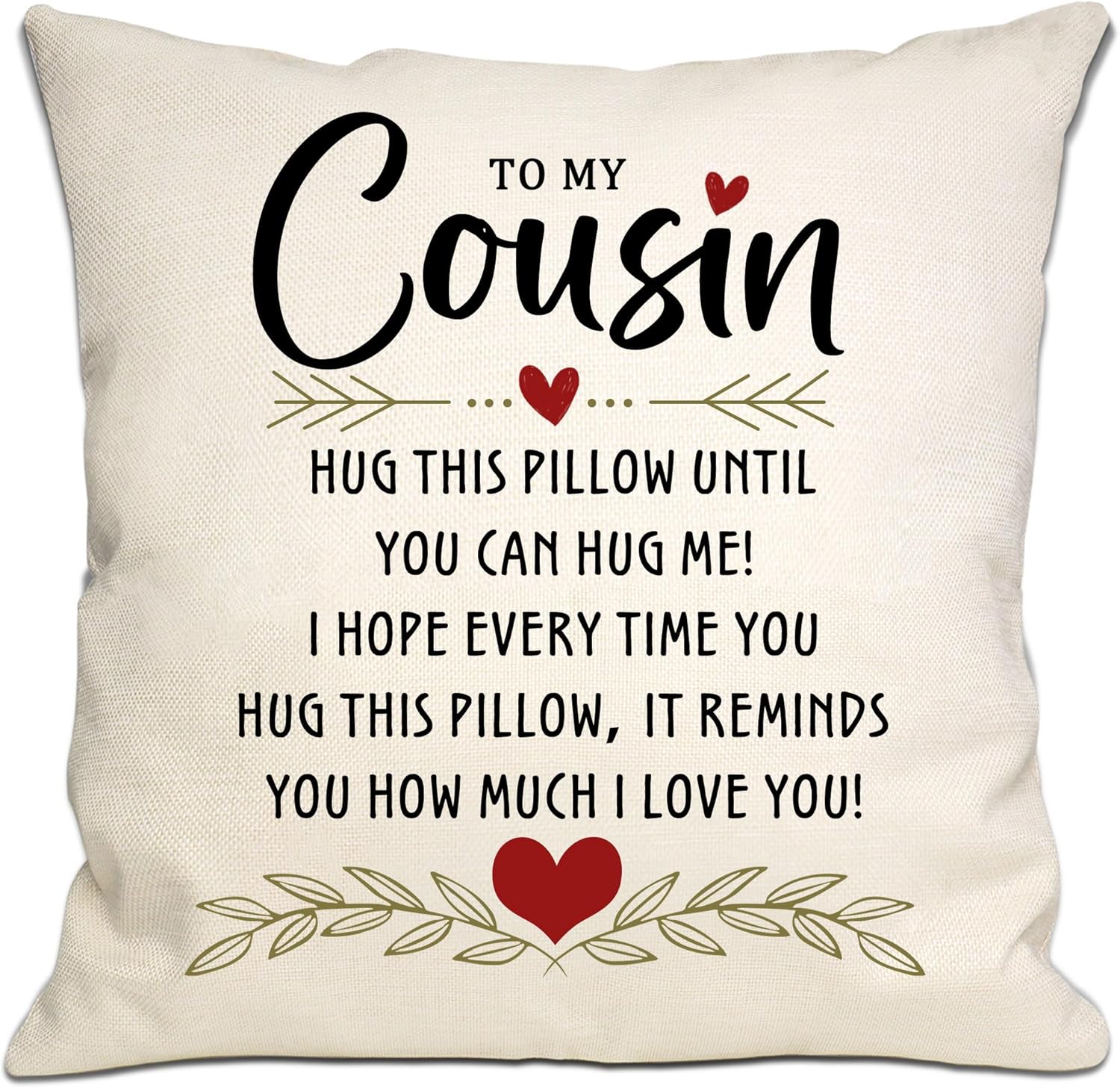 Cousin Gift Pillow Covers - 18x18 Linen Throw Covers For Best Friend Cousins