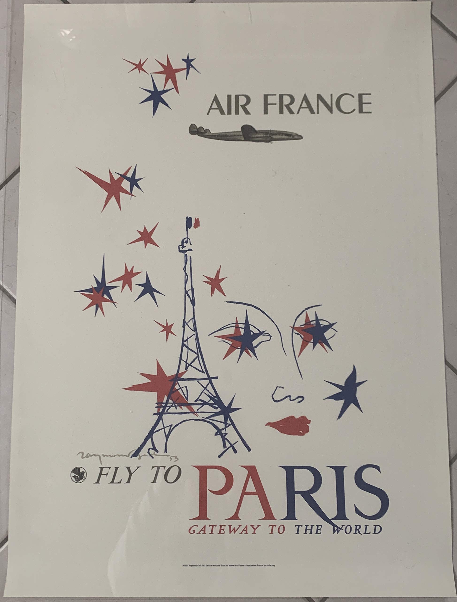 Affiche Air France Fly to Paris cadeau pour passionne aviation 50x70