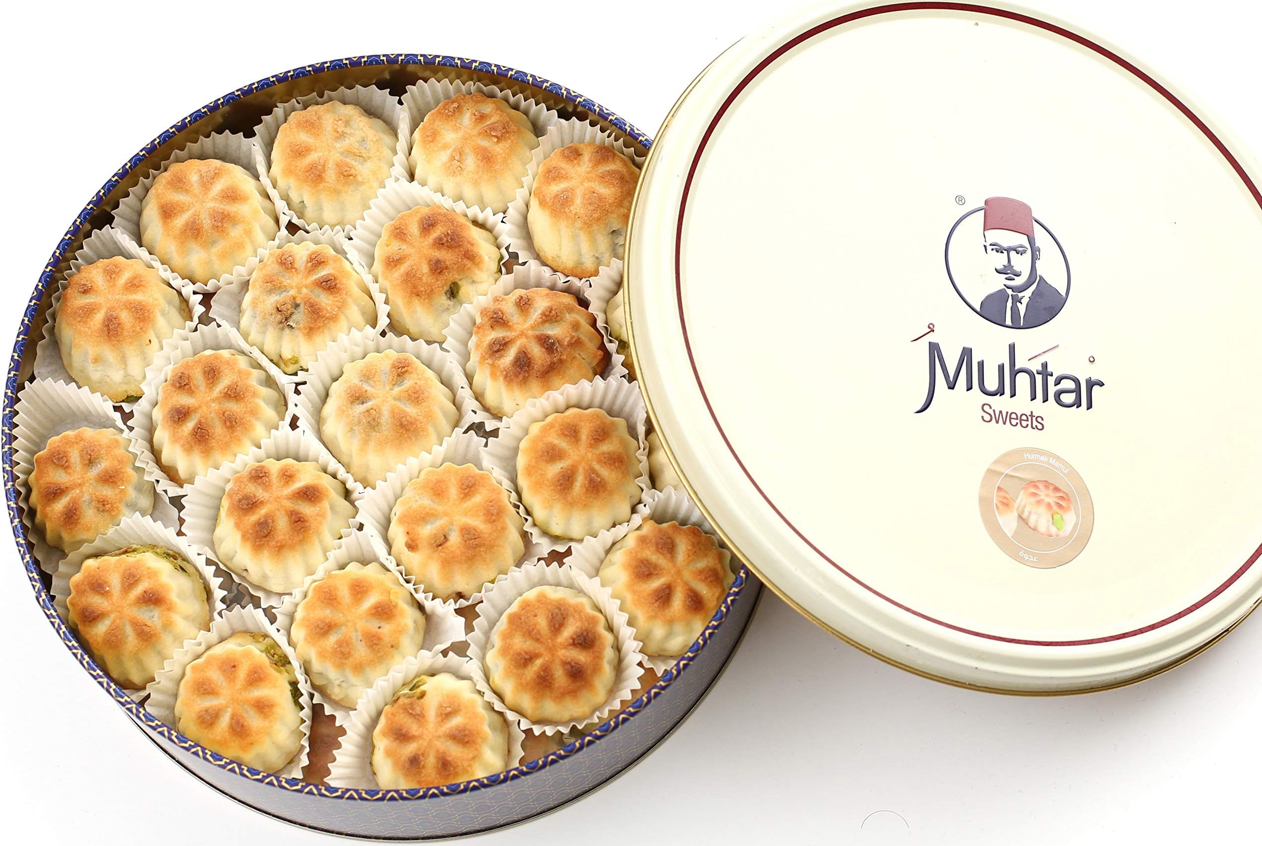 Muhtar Sweets Premium Quality Mamoul (Dates Stuffed) Assortment (28.2 Oz Net) - Middle Eastern Sweets Gift Box - Arabic, Turkish, Syrian, Lebanese.