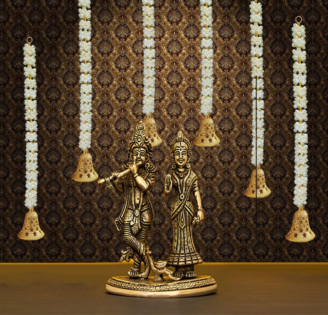 Tia Crafts Handmade Artificial Decorative Mogra Bell Fluffy Garland, Size 2 Feet Used for Home/Office,Festival Navratri, Durga Pooa Christsmas Diwali Decoration (12)