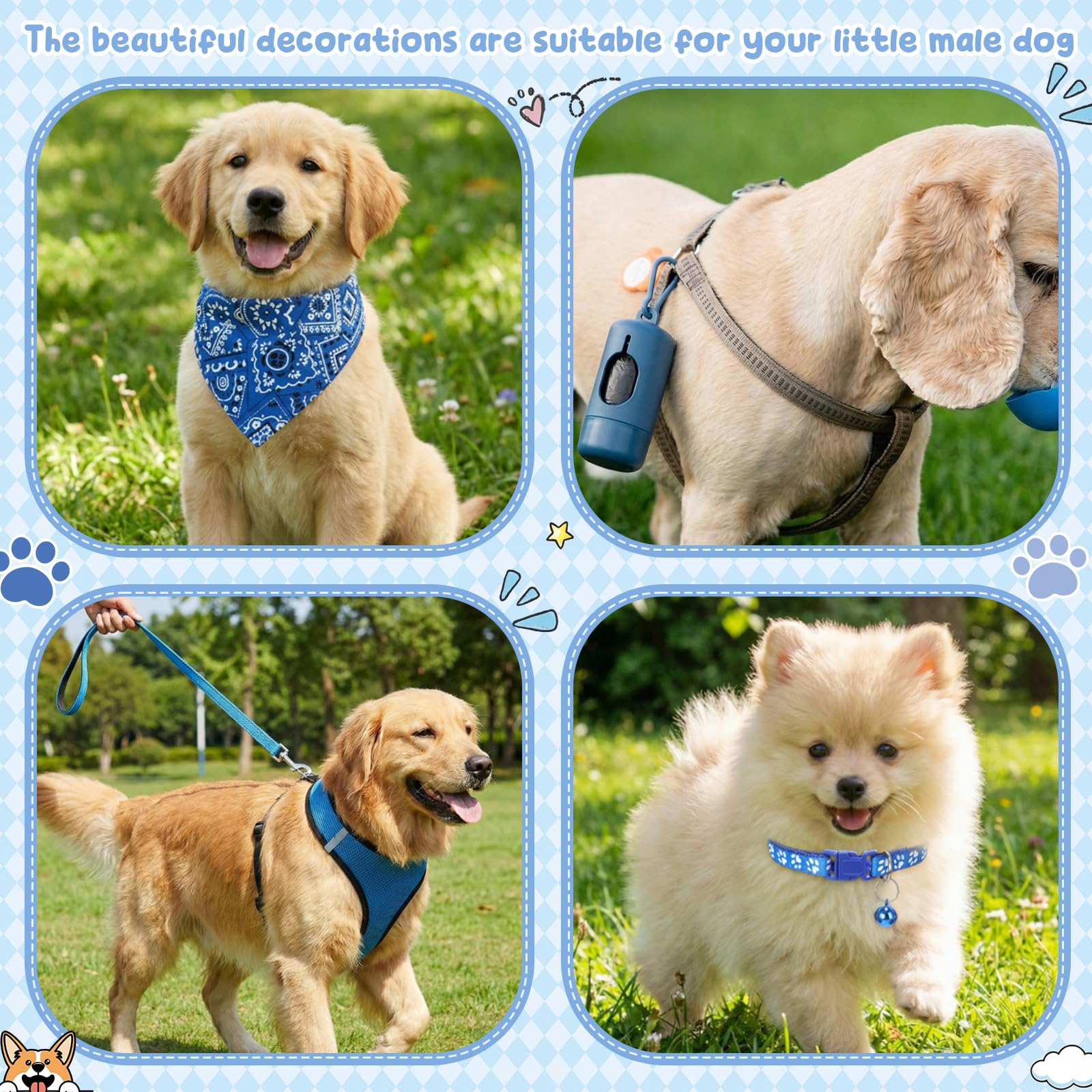 SmoothNovelty Kit de iniciación de 35 piezas para cachorros para perros pequeños, regalo esencial para cachorros, incluye jaula para perro, correa, cuencos, manta, juguete para masticar y más