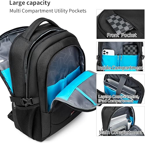 Miniatura 3 de DUSLANG Mochila para portátil de 17 pulgadas para viajes, resistente al agua, mochila universitaria para hombres, bolsa para computadora portátil