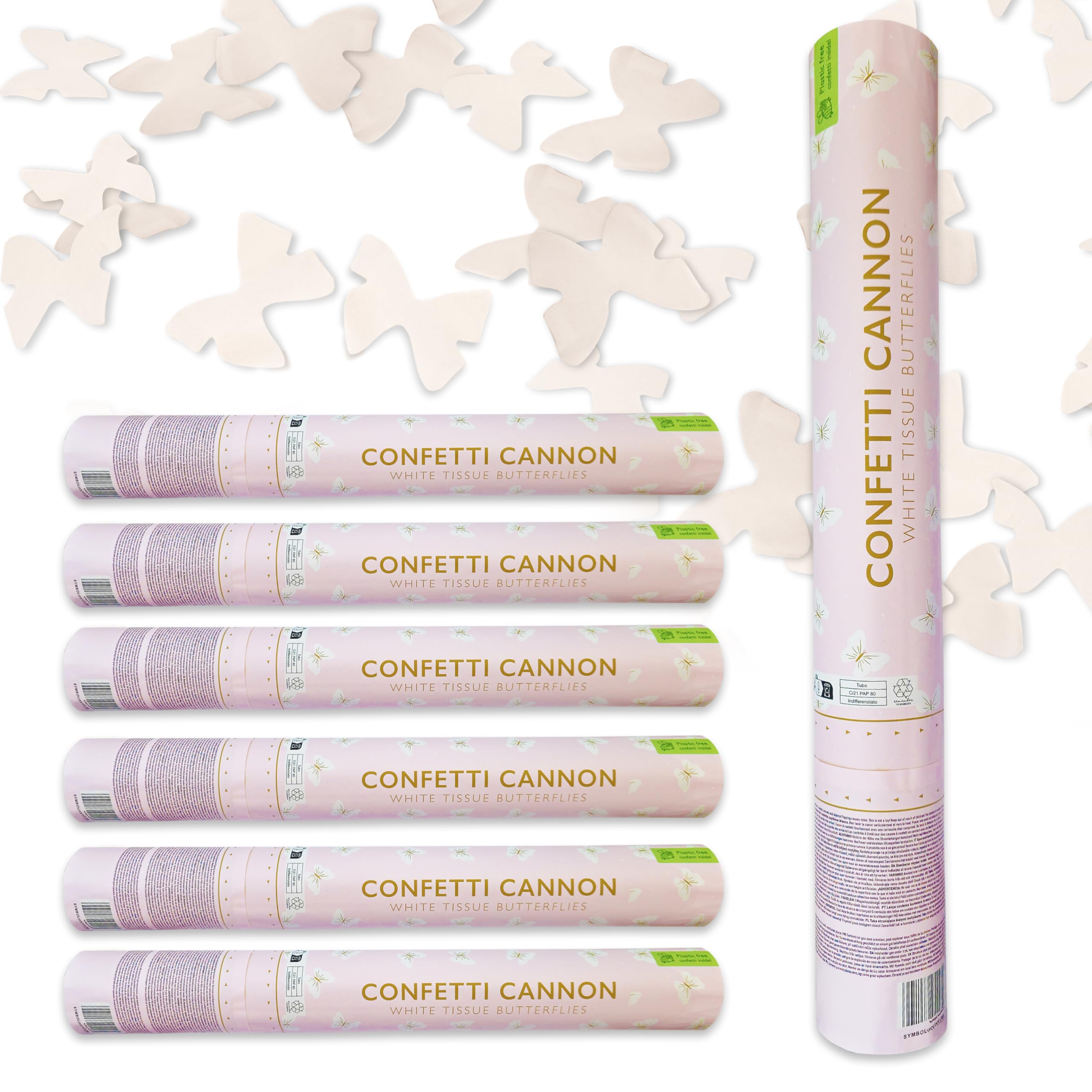 Lot De 6 Canons à Pétales - Lance Confettis Pétales Roses Et Blancs 40 Cm - Pour Mariage, Anniversaire, Fête Élégante