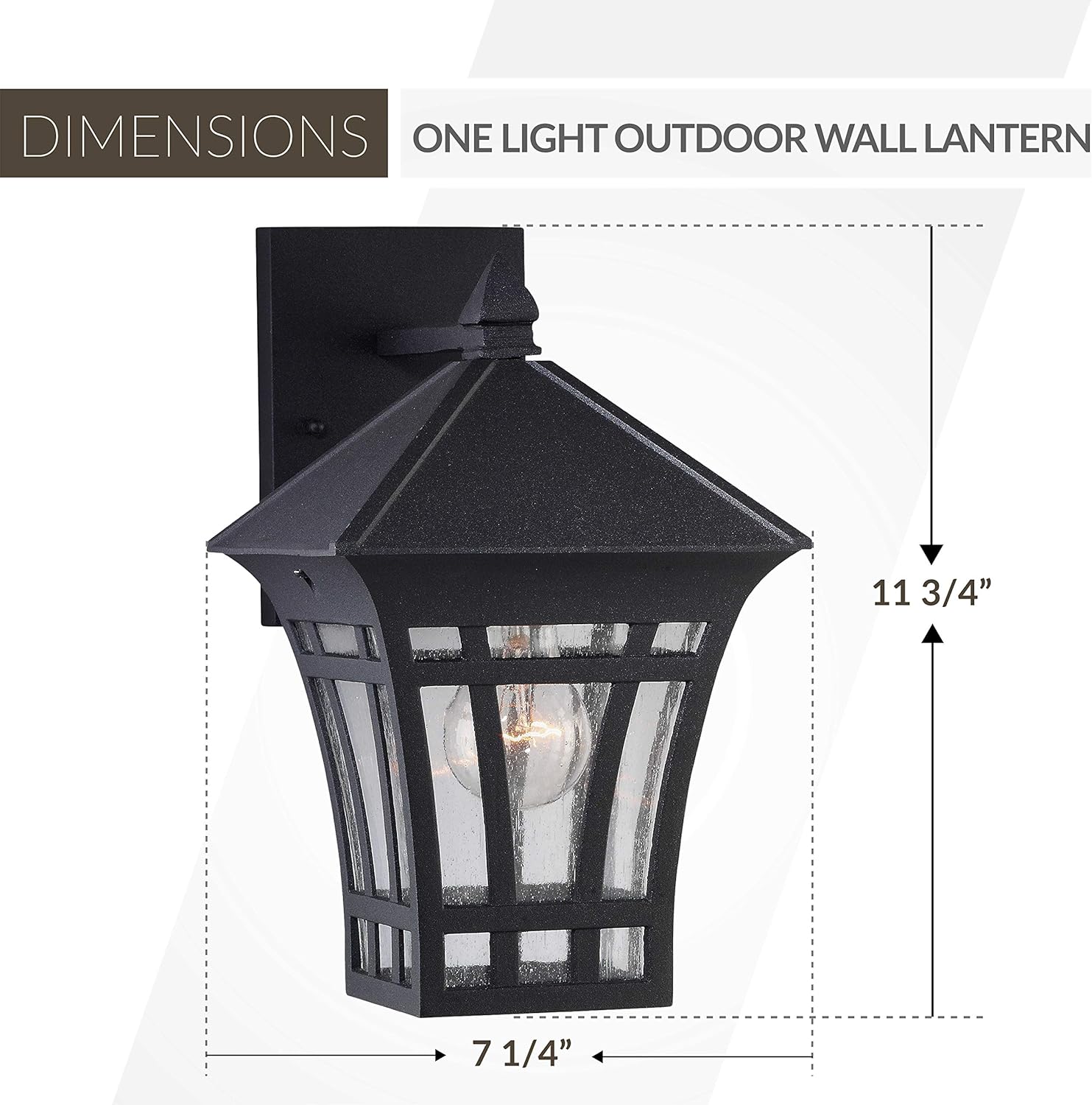 Generation Lighting 88132-12 Herrington One - Light Outdoor Wall Lantern Outside Fixture, Black, 1-Light, cETL Listed, Safety Rated for Wet Locations, Aluminum Construction