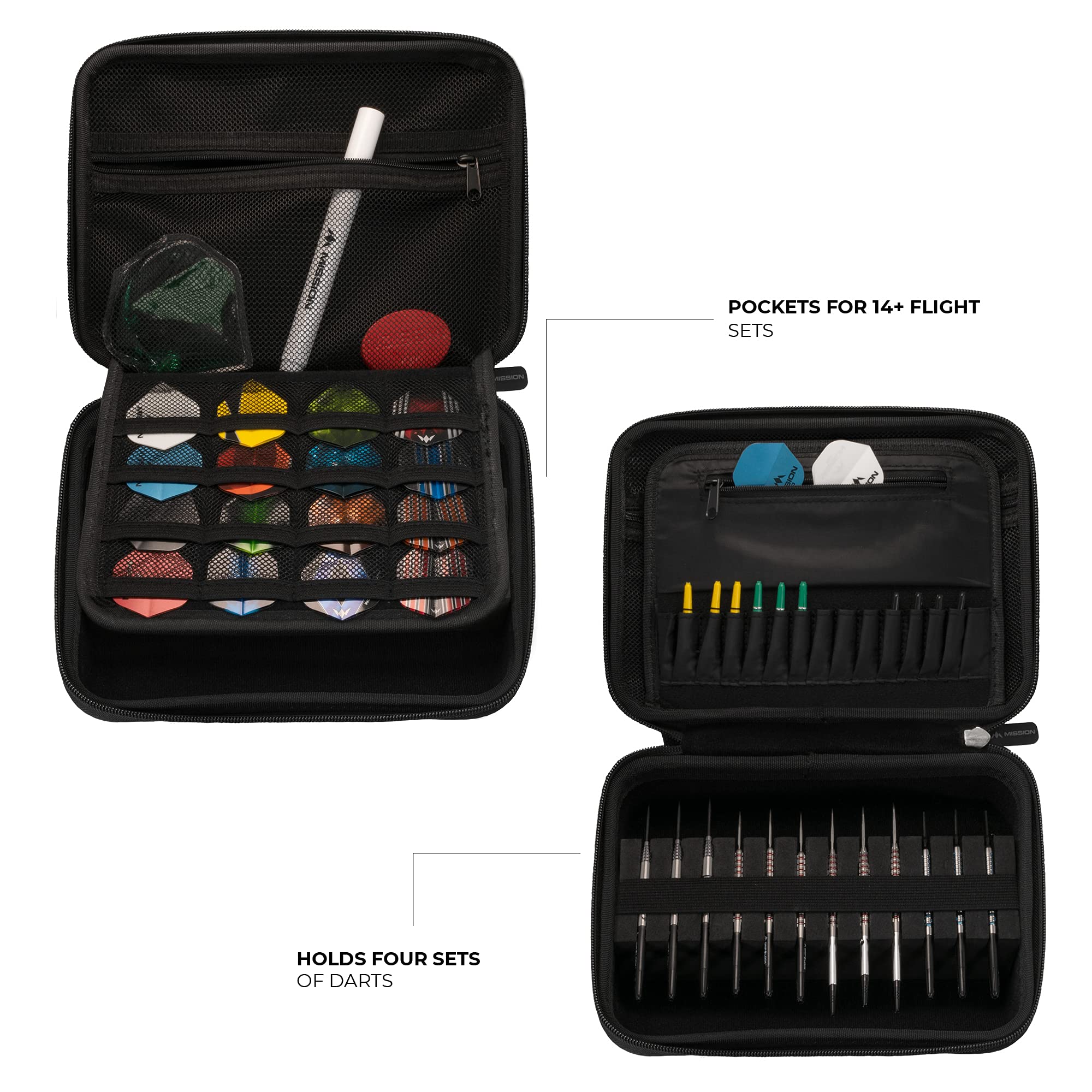 Mission Darts W242 ABS-4 | walizka na rzutki z metalicznym ABS, czarna