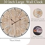 EMAX HOME 30 Inch Extra Large Wall Clock - Farmhouse Rustic Wood & Metal Design Silent Non-Ticking Battery Operated Decorative Oversized Clock for Living Room, Kitchen, Office & Bedroom