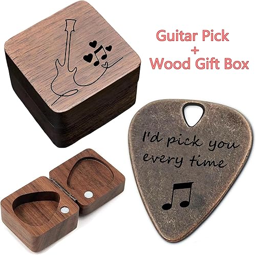 Vista 92 de JUPPE Púas de guitarra grabadas de bronce personalizadas, regalos musicales para guitarrista I'd Pick You Every Time, regalos de cumpleaños