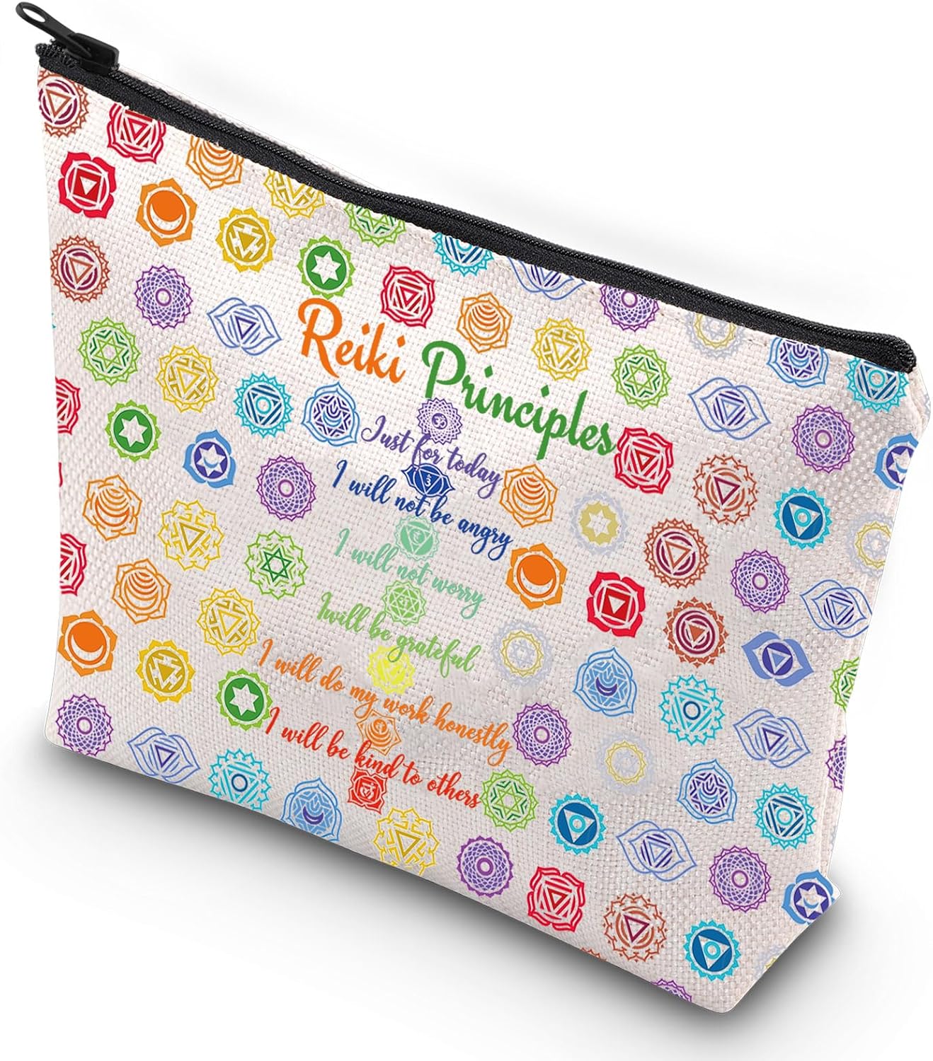 G2TUP Reiki Master Yoga Teacher Makeup Bag Just for Today Inspirational Spiritual Gifts Reiki Chakra Healing Zipper (Just for Today)