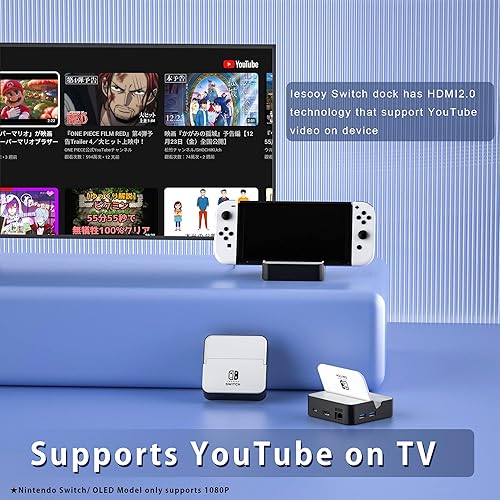 Miniatura 4 de Estación de acoplamiento de TV para Nintendo SwitchNintendo Switch modelo OLED, base de conmutación 6 en 1 con HDMI 2.0, Ethernet de 100 Mbps, 2