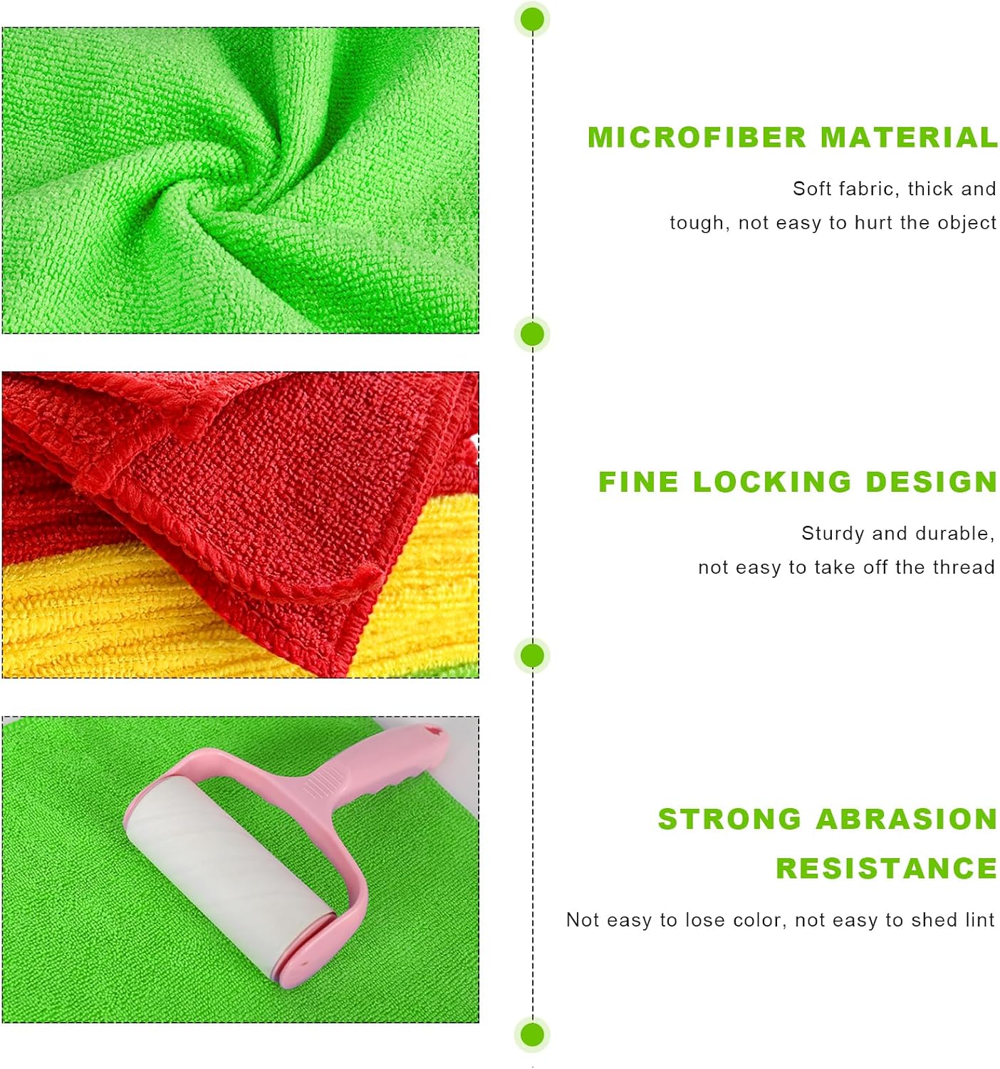 12PCS Microfiber Cleaning Cloths, 12"×12" Soft Absorbent Streak-Free Car Drying Towels, Scratch-Proof Lint Free Rags All Purpose Wash Cloth for Cars Houses Windows Kitchen