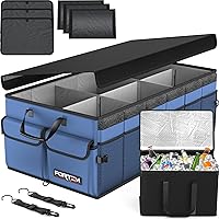 Vista 22 de FORTEM Organizador de maletero con enfriador para maletero de automóvil SUV, almacenamiento plegable, accesorios de automóvil para mujeres