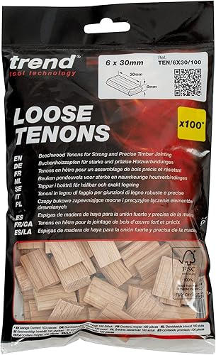 Miniatura 4 de Trend 100 espigas sueltas de madera de haya (14 x 1-316 pulgadas) para carpintería, carpintería y marcos de muebles, TEN6 x 30100