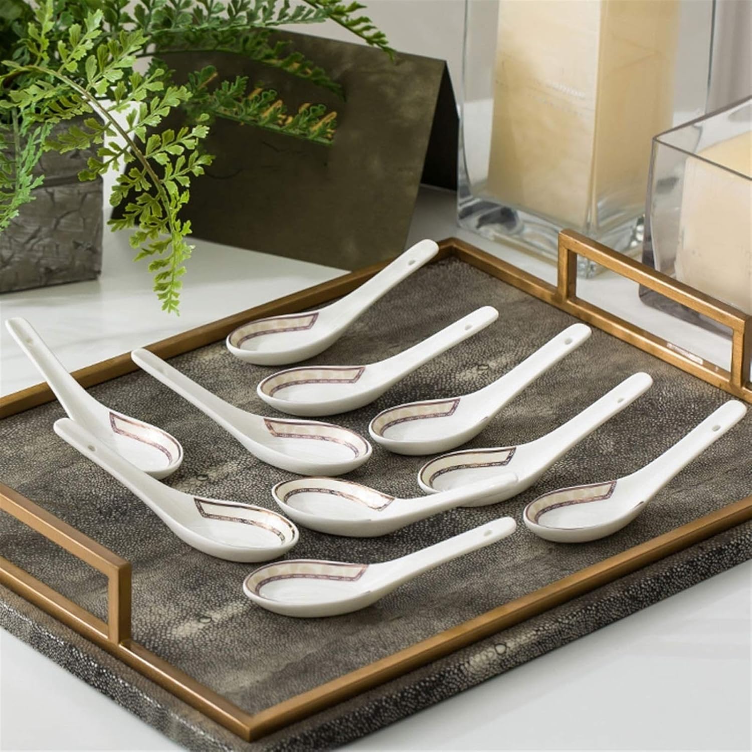 Scoop Jingdezhen Ceramic Spoon Set Household Small Spoon 10 Piece Bone China Spoon 4.9 Inches Long Soup Spoon