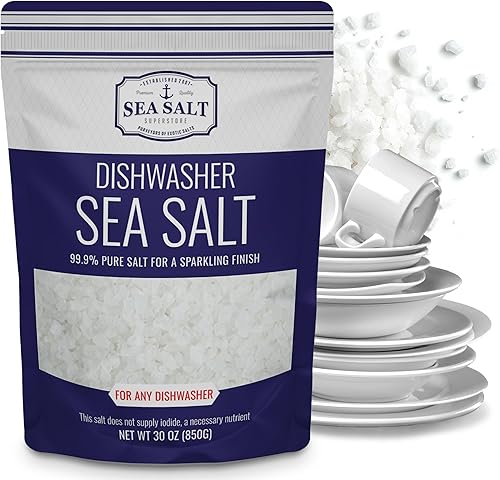 Sal para lavavajillas, suavizante de agua natural, sal marina gruesa de grado alimenticio compatible con lavavajillas Miele, Thermador, Whirlpool y