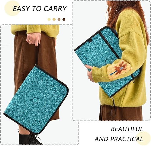 Miniatura 4 de susiyo Carpeta de archivo expandible de mandala verde azulado, carpeta de archivo de acordeón tamaño carta A4 de 13 bolsillos